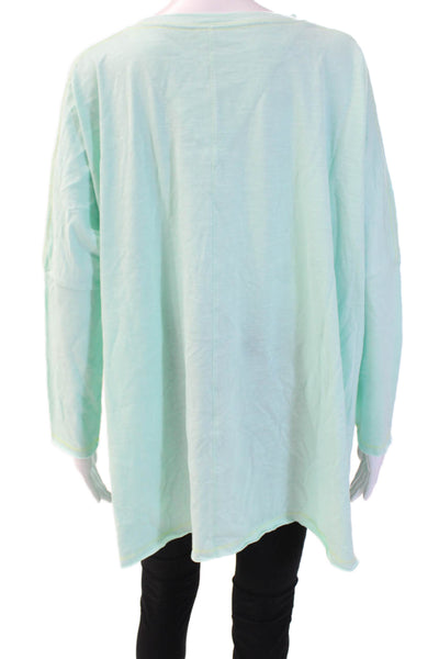 Mersea Women Basic Tunic Light Blue Cotton Round Neck 3/4 Sleeve Size L