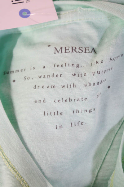Mersea Women Basic Tunic Light Blue Cotton Round Neck 3/4 Sleeve Size L