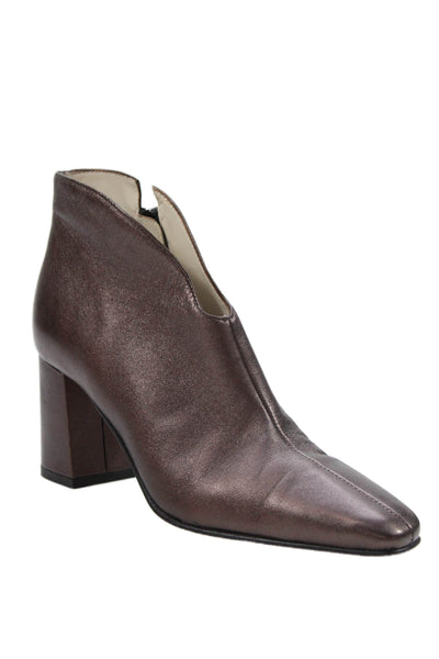 Amalfi Womens Square Toe Metallic Heeled Booties Brown Size 6