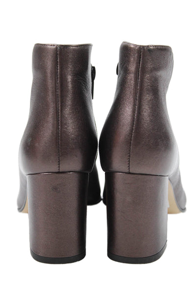 Amalfi Womens Square Toe Metallic Heeled Booties Brown Size 6