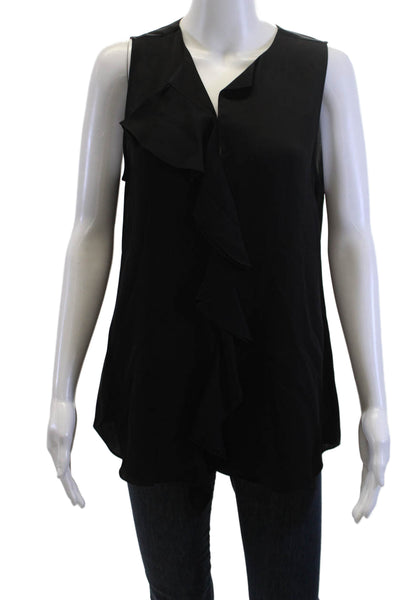 Theory Womens Silk V-Neck Sleeveless Blouse Black Size M