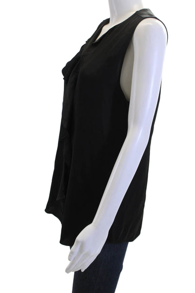 Theory Womens Silk V-Neck Sleeveless Blouse Black Size M