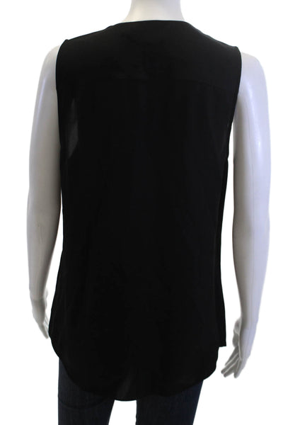 Theory Womens Silk V-Neck Sleeveless Blouse Black Size M