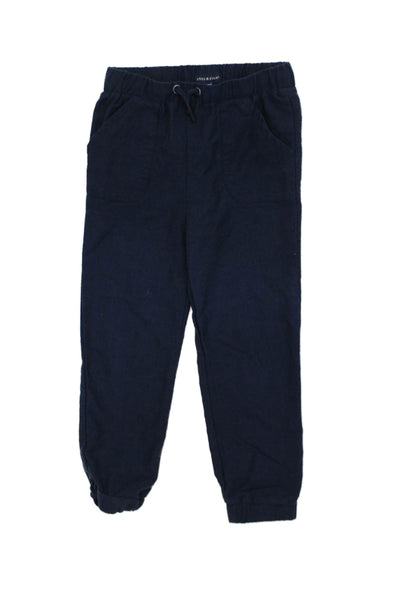 Andy & Evan Boys Cotton Ruched Elastic Drawstring Tied Jogger Pants Blue Size 6Y
