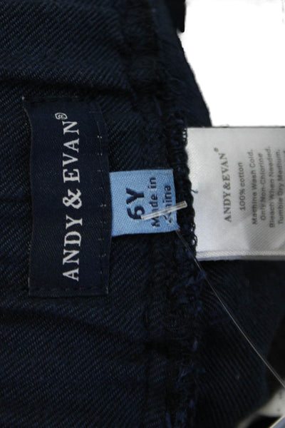 Andy & Evan Boys Cotton Ruched Elastic Drawstring Tied Jogger Pants Blue Size 6Y