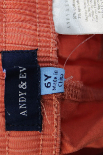 Andy & Evan Boys Cotton Drawstring Ruched Elastic Waist Shorts Orange Size 6Y