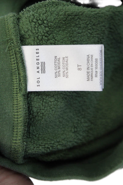 SOL ANGELES Boys Cotton Drawstring Tapered Sweatpants Green Size 8