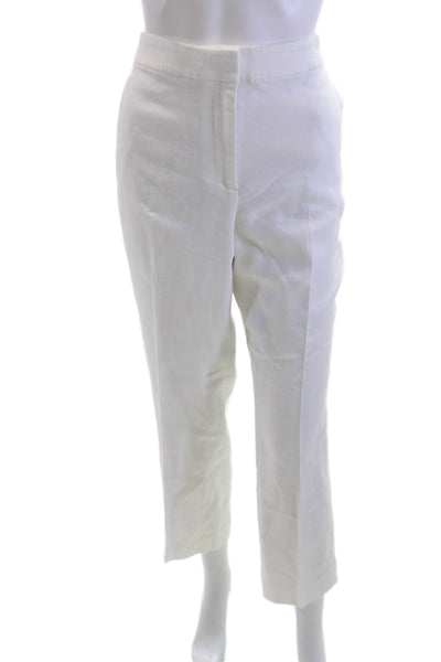 J Crew Women White Ankle Cropped Dress Pants Linen Blend Zip Size 10