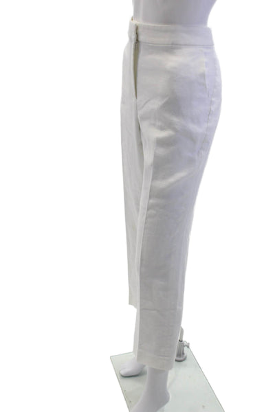J Crew Women White Ankle Cropped Dress Pants Linen Blend Zip Size 10