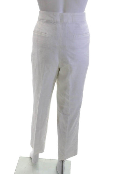 J Crew Women White Ankle Cropped Dress Pants Linen Blend Zip Size 10