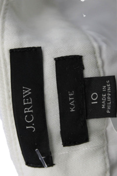 J Crew Women White Ankle Cropped Dress Pants Linen Blend Zip Size 10