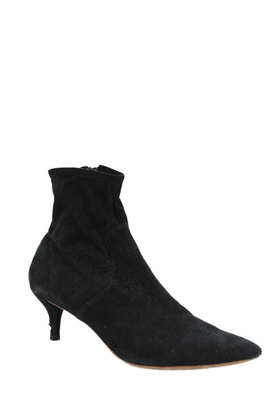 Loeffler Randall Womens Suede Pointed Toe Ankle Boots Black Size 11B