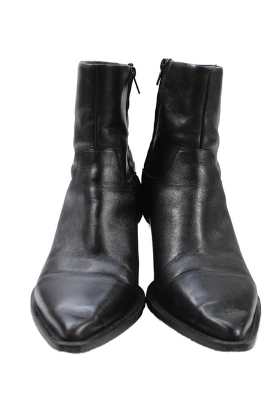 Zara Womens Leather Pointed Toe Zip Up Ankle Boots Black Size 42 12