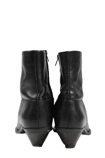 Zara Womens Leather Pointed Toe Zip Up Ankle Boots Black Size 42 12