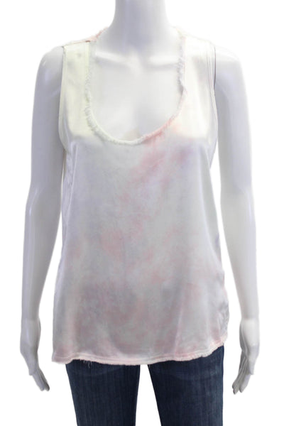 Lanston Women Basic Bohemian Sleeveless Tank White Rayon Viscose Size M