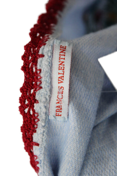 Frances Valentine Women Light Blue Floral Cotton Kaftan Short Sleeve Size L