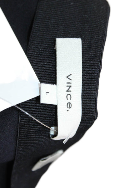 Vince Womens Ankle Cropped Dress Pants Black Zip 45% Cotton Size L