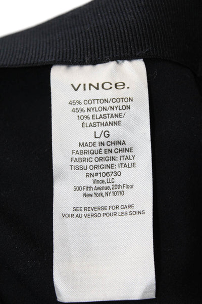 Vince Womens Ankle Cropped Dress Pants Black Zip 45% Cotton Size L