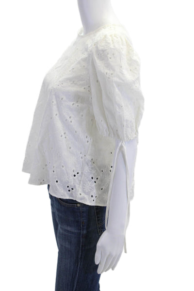 Jill Jill Stuart Womens Bohemian Floral Cotton Short Sleeve Blouse Size S