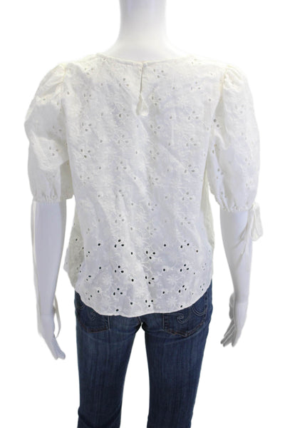 Jill Jill Stuart Womens Bohemian Floral Cotton Short Sleeve Blouse Size S