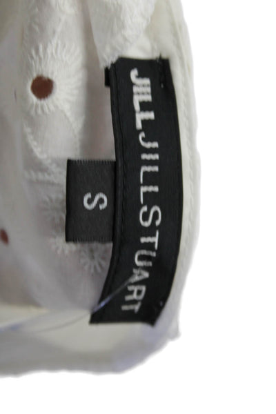 Jill Jill Stuart Womens Bohemian Floral Cotton Short Sleeve Blouse Size S