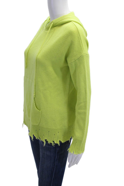 Decker Women Pullover Hoodies Green Drawstring Long Sleeve Solid Size S