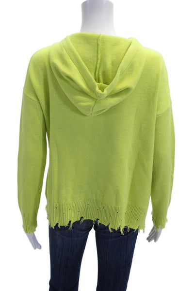 Decker Women Pullover Hoodies Green Drawstring Long Sleeve Solid Size S