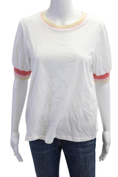 Current Air Womens Ringer T-Shirt White Cotton Short Sleeve Size M