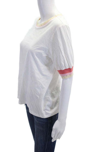 Current Air Womens Ringer T-Shirt White Cotton Short Sleeve Size M
