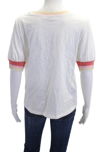 Current Air Womens Ringer T-Shirt White Cotton Short Sleeve Size M