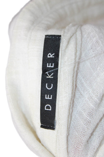 Decker Women Boho Cotton Collared Button-Up Blouse White 3/4 Sleeve Size S