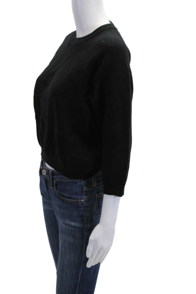 Olivaceous Womens Pullover Sweater Black Crew Neck 3/4 Sleeve Size S
