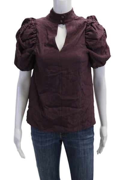 Ted Baker Womens Purple High Neck Short Sleeve Blouse Size 0