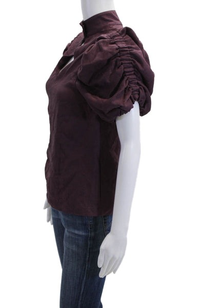 Ted Baker Womens Purple High Neck Short Sleeve Blouse Size 0