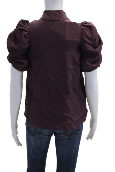 Ted Baker Womens Purple High Neck Short Sleeve Blouse Size 0