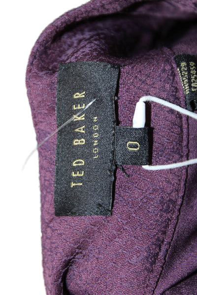 Ted Baker Womens Purple High Neck Short Sleeve Blouse Size 0