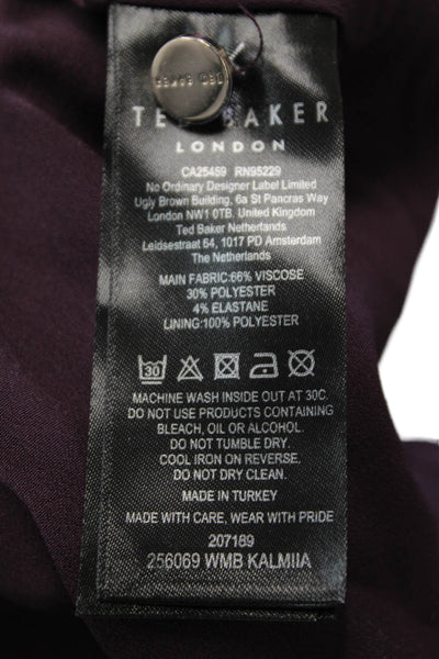 Ted Baker Womens Purple High Neck Short Sleeve Blouse Size 0