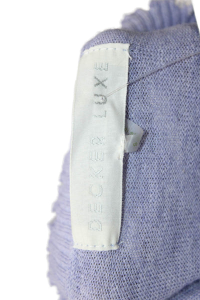 Decker & Luxe Women V-Neck Purple Cotton Cashmere Pullover Long Sleeve Size XS