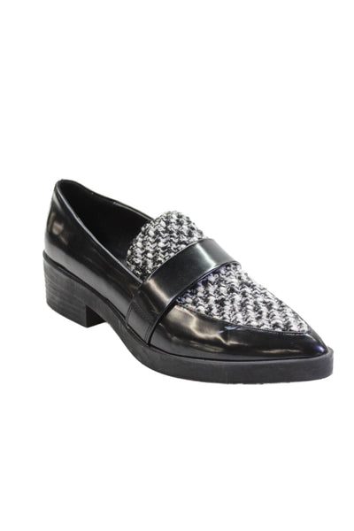 Zara Basic Womens Pointed Toe Woven Detail Loafers Black Size EUR 39