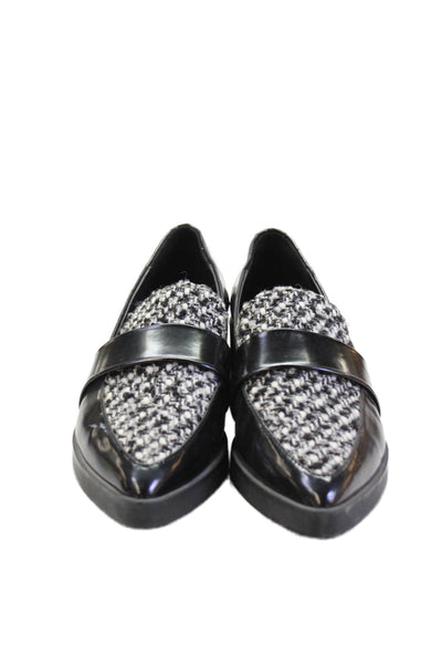 Zara Basic Womens Pointed Toe Woven Detail Loafers Black Size EUR 39