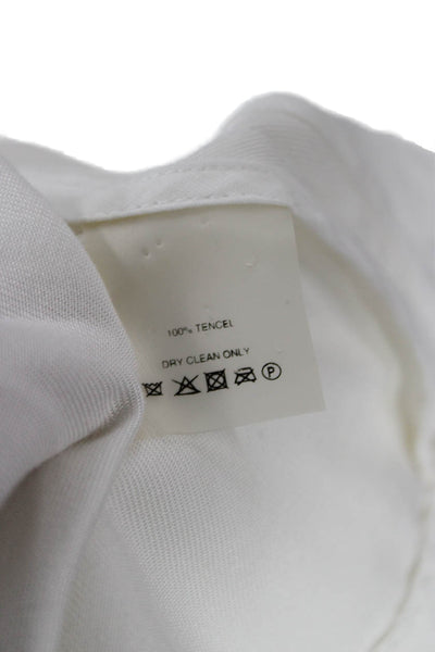 Margaret OLeary Womens Tencel Collared Button Blazer White Long Sleeve Size M