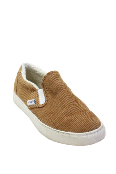 J Crew Womens Corduroy Slip On Faux Shearling Lined Shoes Brown Size 6.5