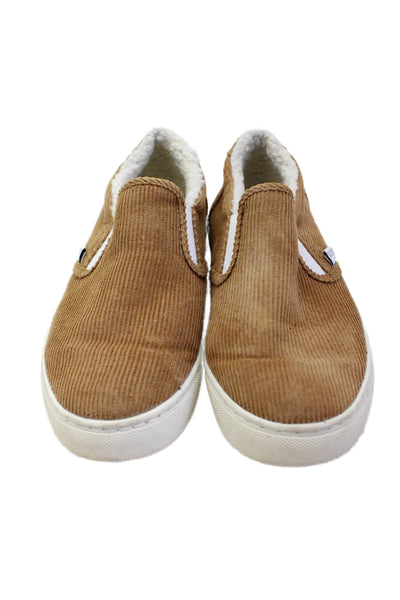 J Crew Womens Corduroy Slip On Faux Shearling Lined Shoes Brown Size 6.5