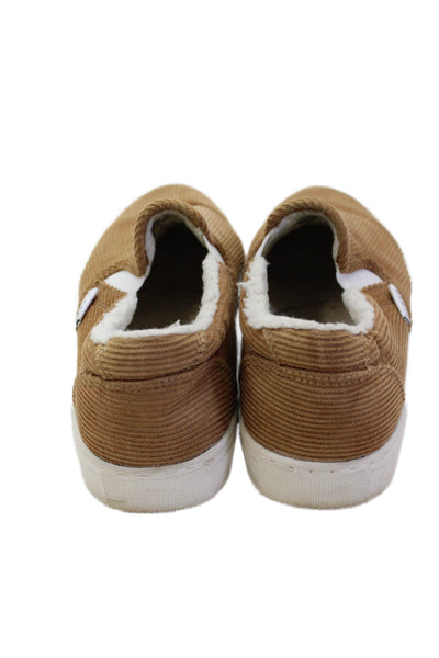 J Crew Womens Corduroy Slip On Faux Shearling Lined Shoes Brown Size 6.5