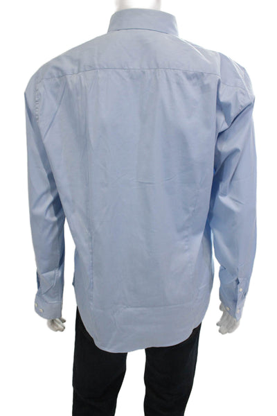 Theory Mens Button Front Long Sleeve Collared Shirt Blue Cotton Size XL