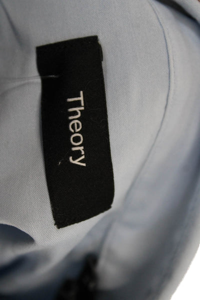 Theory Mens Button Front Long Sleeve Collared Shirt Blue Cotton Size XL