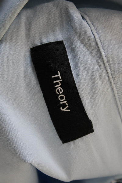Theory Mens Long Sleeve Button Front Collared Shirt Blue Cotton Size XL