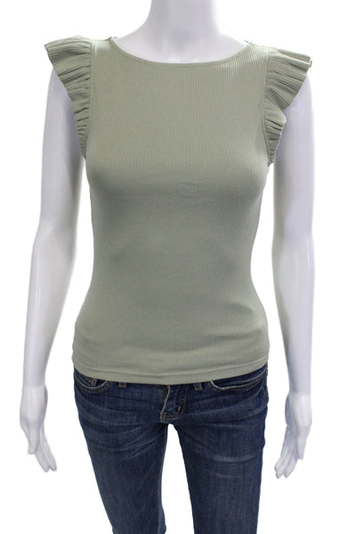 J Crew Womens Basic Green Sleeveless Round Neck Tank Cotton Modal Size XS