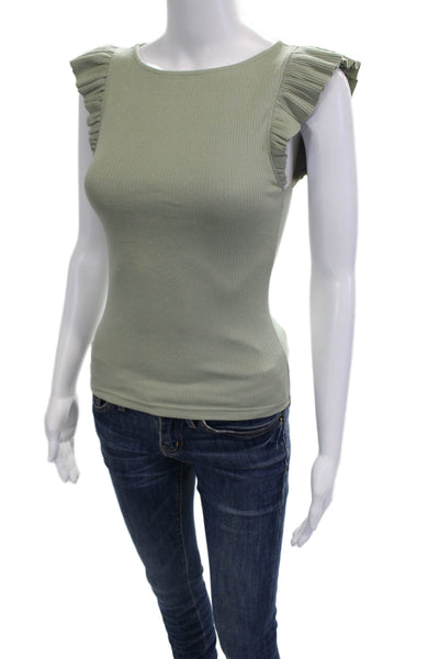 J Crew Womens Basic Green Sleeveless Round Neck Tank Cotton Modal Size XS