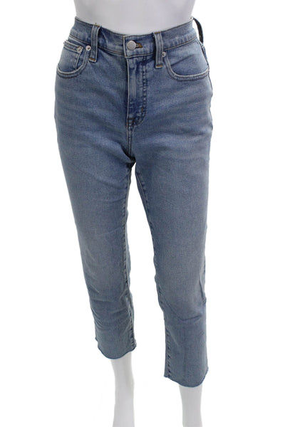 J Crew Women Ankle Straight Jeans Blue Mid Rise Size 25